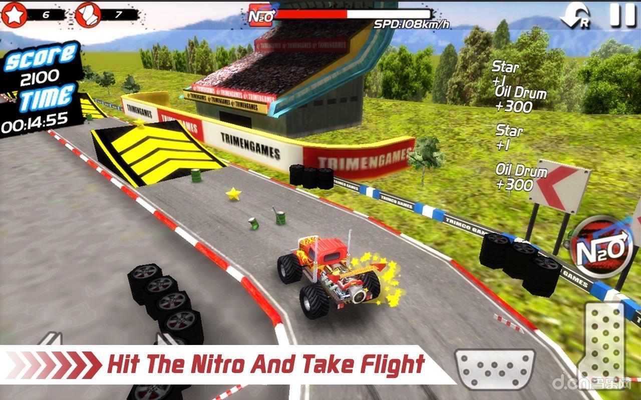 简介 《怪物特技赛车 monster truck 4x4 stunt racer》是一款以车为